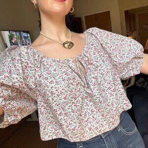 Doen Lotus Blouse Floral Puff Sleeves